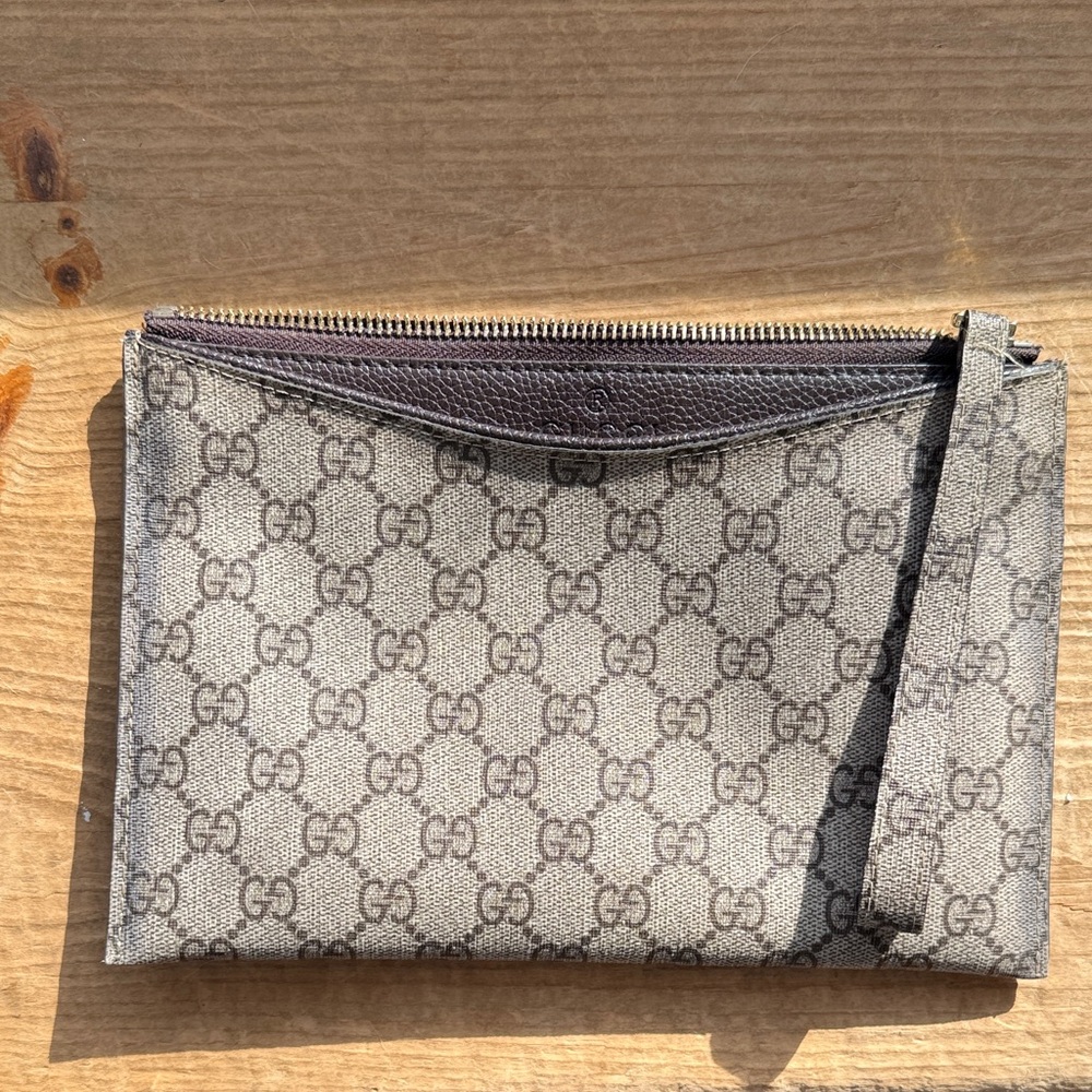 Gucci Black Monogram Wristlet